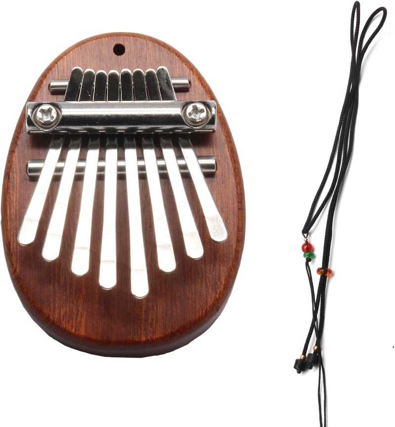 Uenhoy Mini Wood Kalimba Thumb Piano 8 Keys Finger Thumb Piano Musical Instruments, Portable Wooden Mbira Finger Piano for Piano Beginners, Oval - Image 1